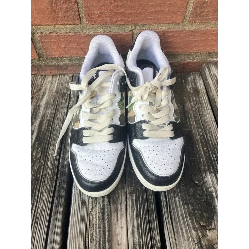 A Bathing Ape Sk8 Sta Low Top Sneakers 1I70-191-006 Mens Size 9 Camo ARMY Black - Picture 2 of 16